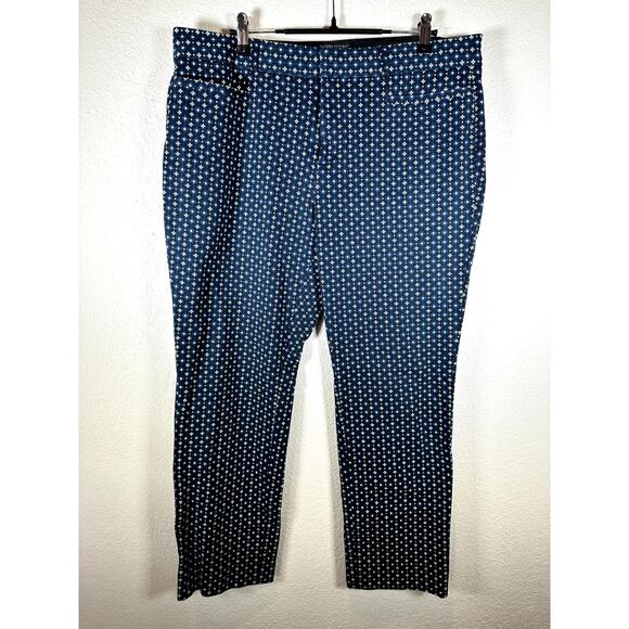 Banana Republic Jackson Fit Pants Size 12 Black with Navy & White Pattern - Picture 1 of 15